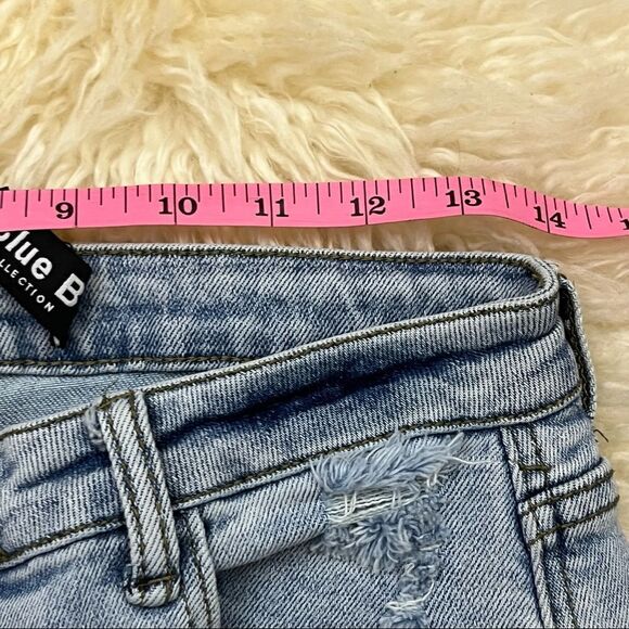 Blue B Buckle Light Wash Distressed High Waist Skinny Jeans L - Picture 5 of 9